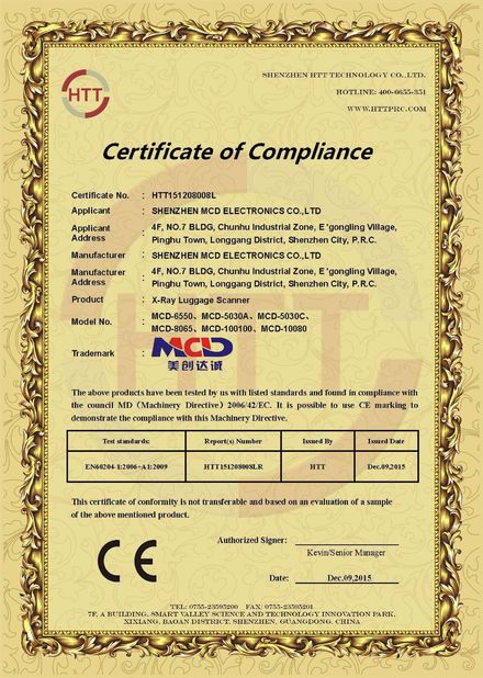 Cina Shenzhen MCD Electronics Co., Ltd. Sertifikasi